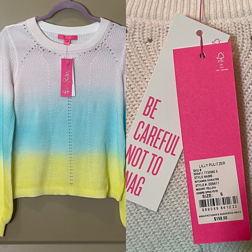 NWT  Ombré Lilly Pulitzer Ritzanna Sweater in Size Small S 💯 cotton FINAL